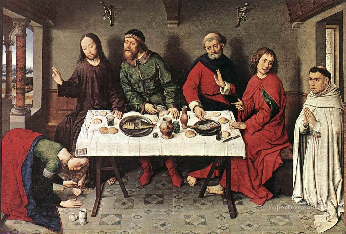 Christ dans la maison de Simon religieuse Dirk Bouts Peintures à l'huile